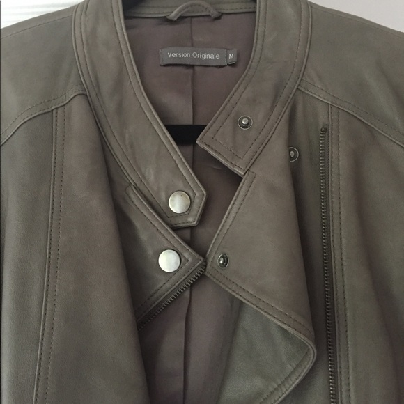 Genuine Lamb Leather Jacket with Moto Details and Zipper Pockets - Picture 2 of 4